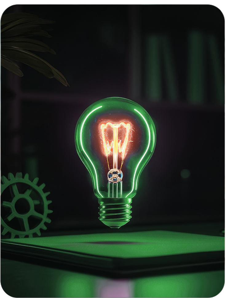 Lightbulb Image lighting up in a Dark Background